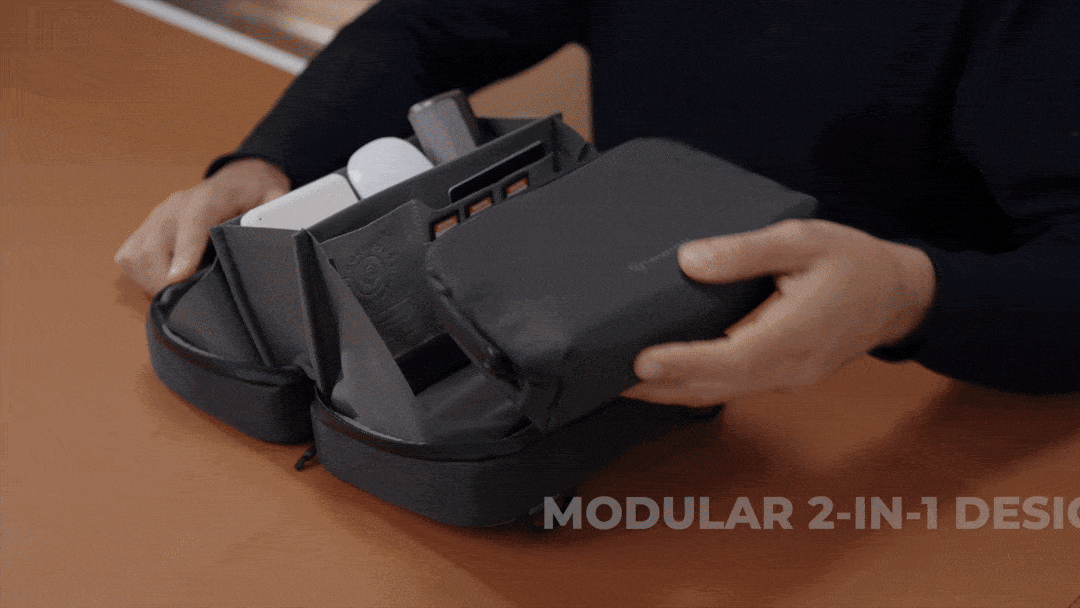 A promotional video highlighting key features of the Axis Slim Tech Pouch, including slim design, durable materials, smart organization compartments, and device compatibility.