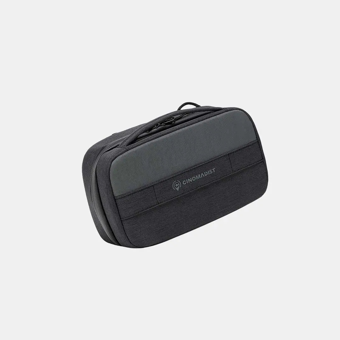 Angled perspective of Cinomadist tech pouch in black