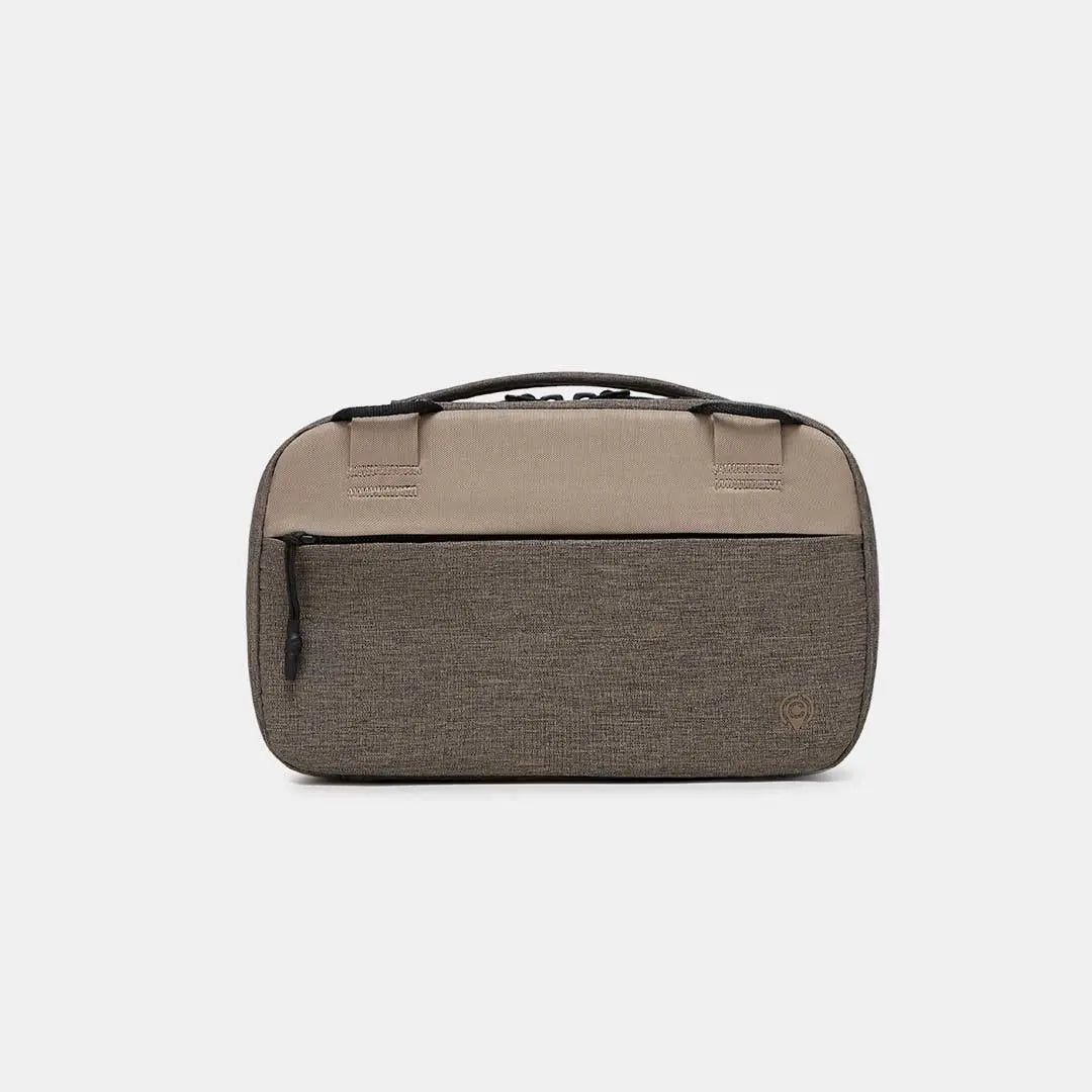 Flat-lay view of Cinomadist tech pouch in brown color