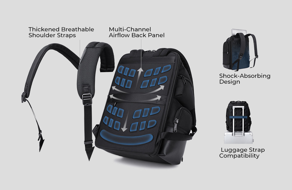 Cinomadist Travel Backpack Pro 39L featuring ergonomic design with breathable back panel and padded shoulder straps.