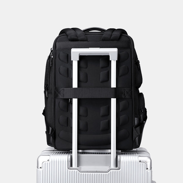 Black rolling backpack on a white background
