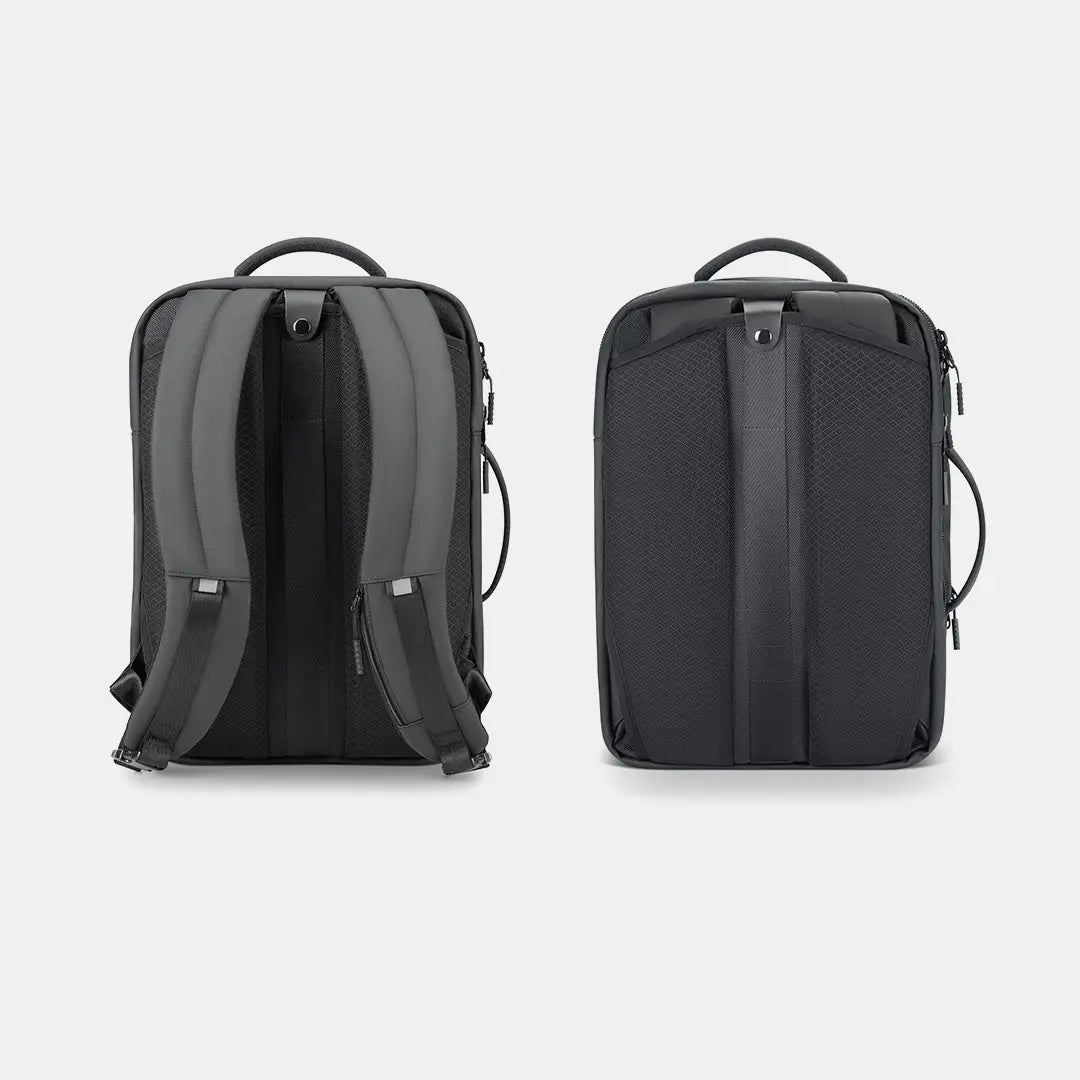 Travel Expandable Backpack Pro showing stowable shoulder straps to convert into a minimalist briefcase mode.