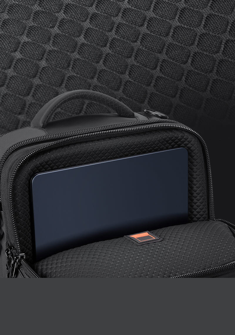Padded laptop compartment with secure sleeve.