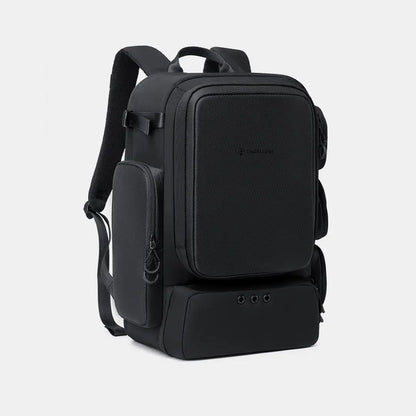 Black Cinomadist gym backpack 29L front three-quarter view with structured panel and side pocket