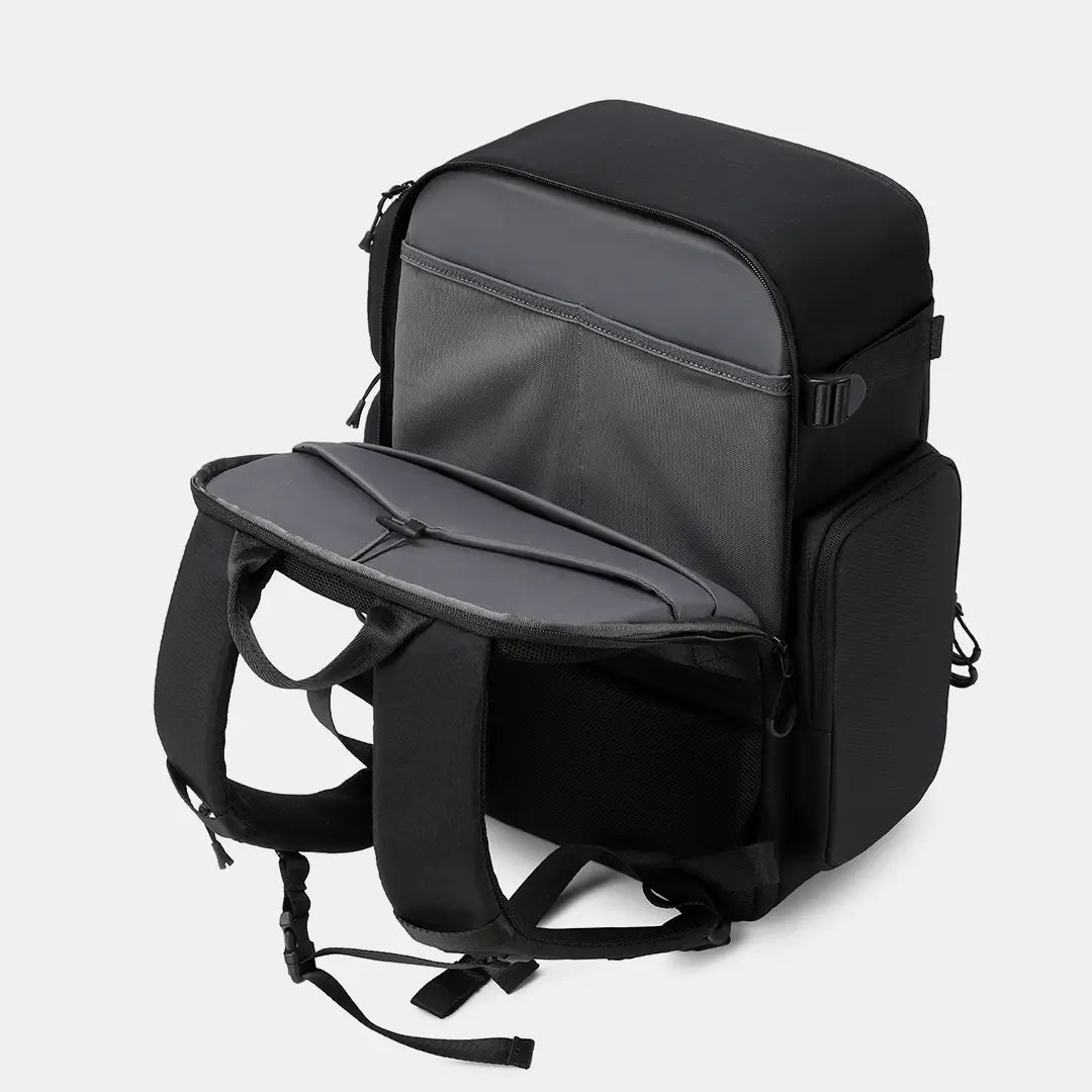 Cinomadist 29L training backpack top main compartment open with padded laptop divider