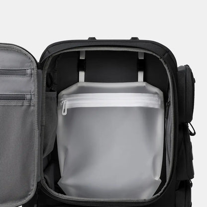 Gym backpack interior with detachable waterproof pocket for wet clothes