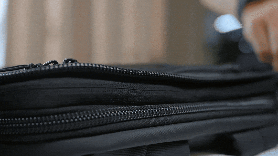 A video demonstrating the expandable capacity of a backpack, showing how it adapts from compact to spacious storage.
