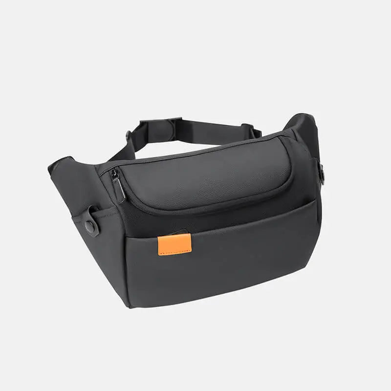 Side angle of Cinomadist crossbody bag highlighting slim profile