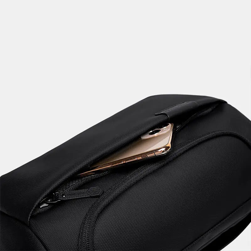Zipper pocket of Cinomadist crossbody bag storing smartphone securely